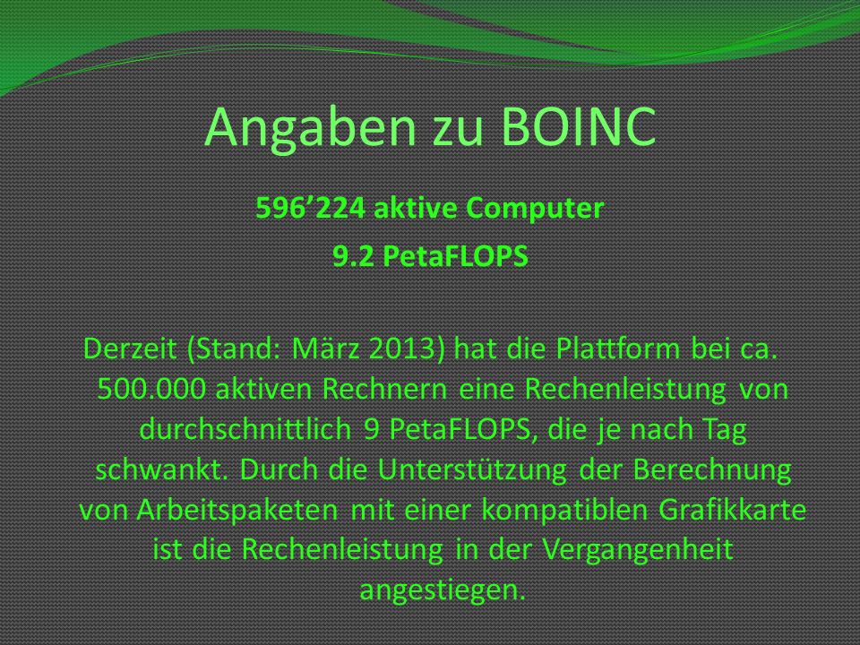 Angaben zu BOINC