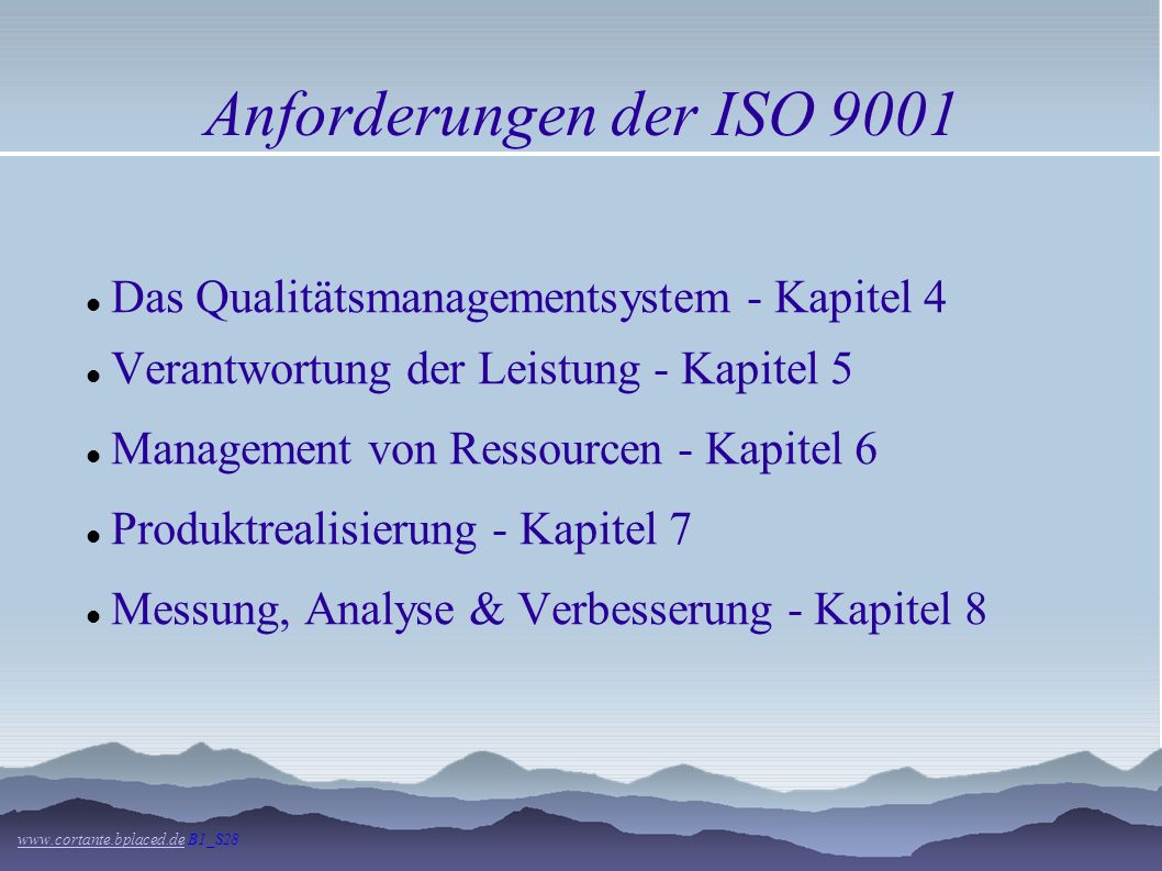 Anforderungen der ISO 9001 Das Qualitätsmanagementsystem - Kapitel 4