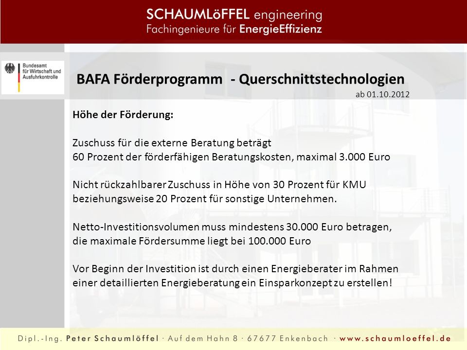 BAFA Förderprogramm - Querschnittstechnologien