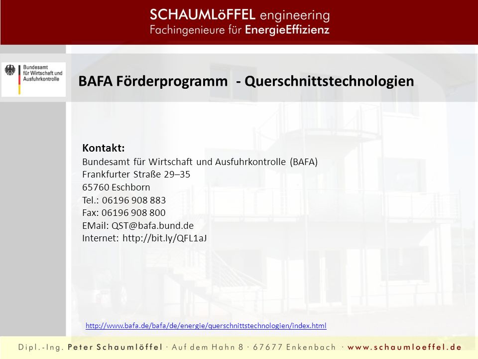 BAFA Förderprogramm - Querschnittstechnologien