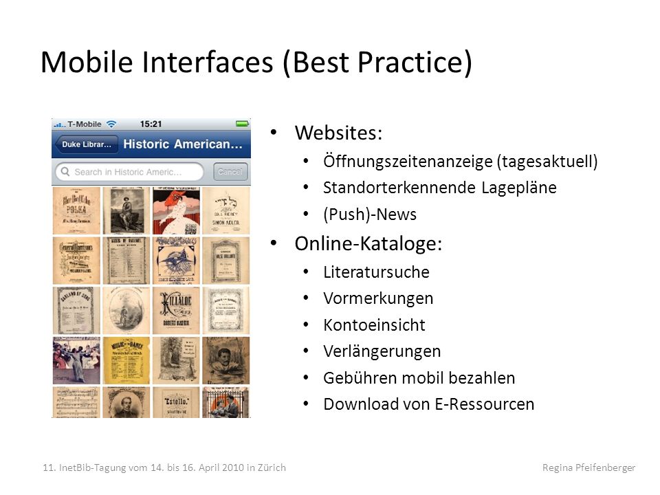 Mobile Interfaces (Best Practice)
