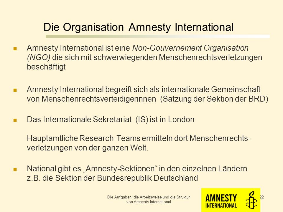 Die Organisation Amnesty International