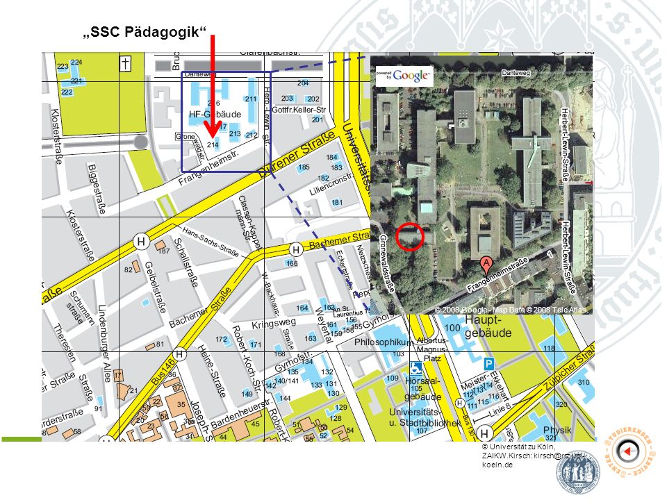 „SSC Pädagogik © 2008 Google - Map Data © 2008 Tele Atlas.