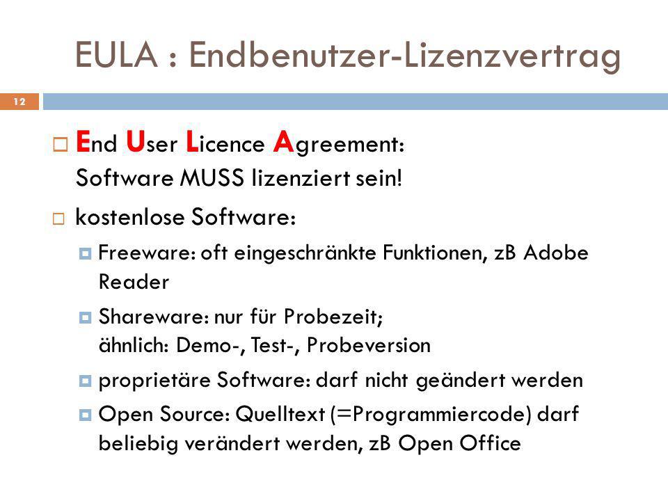 EULA : Endbenutzer-Lizenzvertrag