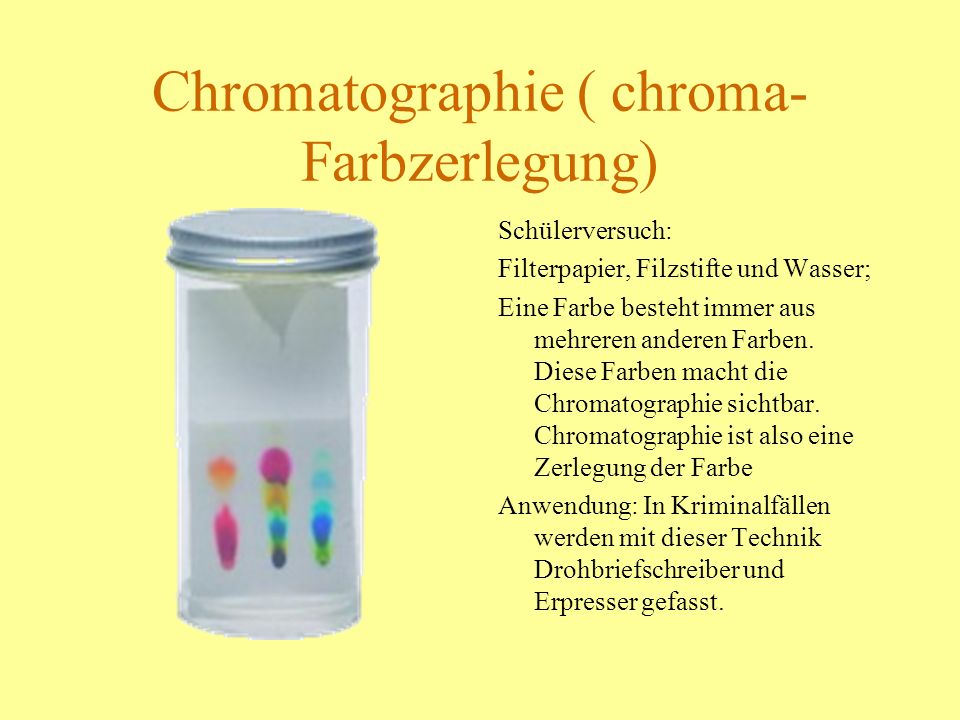 Chromatographie ( chroma- Farbzerlegung)