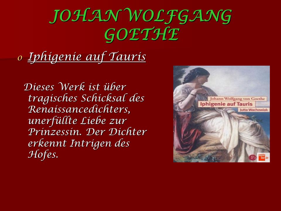 JOHAN WOLFGANG GOETHE Iphigenie auf Tauris