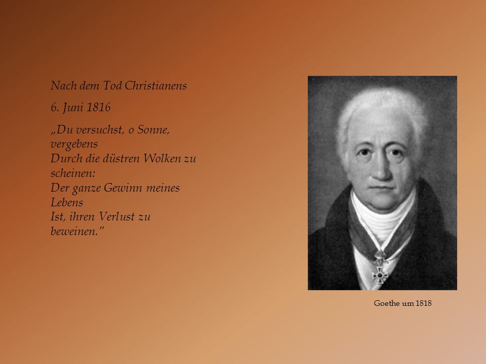 Nach dem Tod Christianens 6. Juni 1816