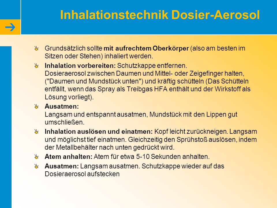 Inhalationstechnik Dosier-Aerosol