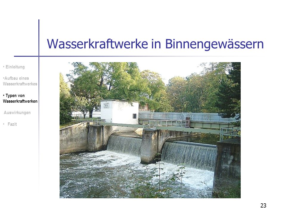 Wasserkraftwerke in Binnengewässern