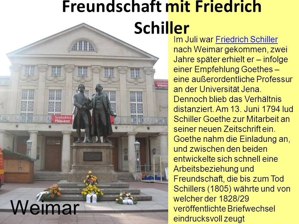 Freundschaft mit Friedrich Schiller