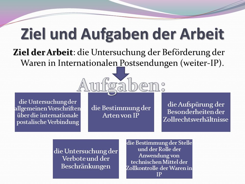 Ziel und Aufgaben der Arbeit