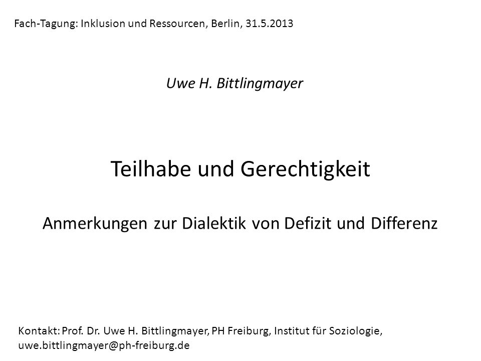 Fach-Tagung: Inklusion und Ressourcen, Berlin,