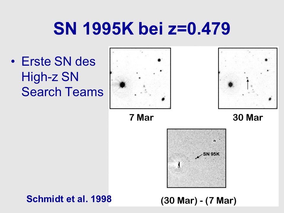 SN 1995K bei z=0.479 Erste SN des High-z SN Search Teams