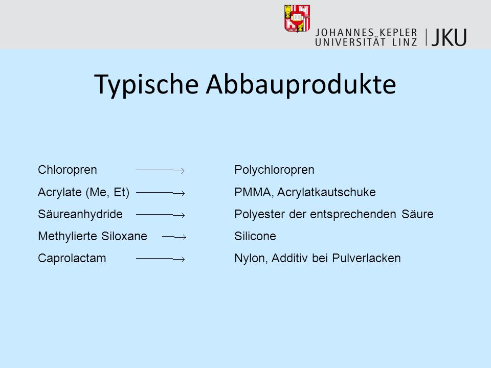 Typische Abbauprodukte