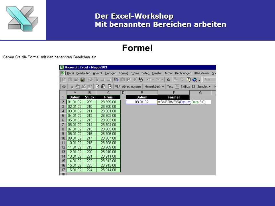 Formel Der Excel-Workshop Mit benannten Bereichen arbeiten