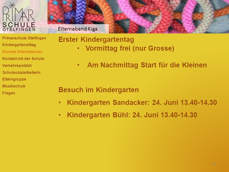 Erster Kindergartentag Vormittag frei (nur Grosse)