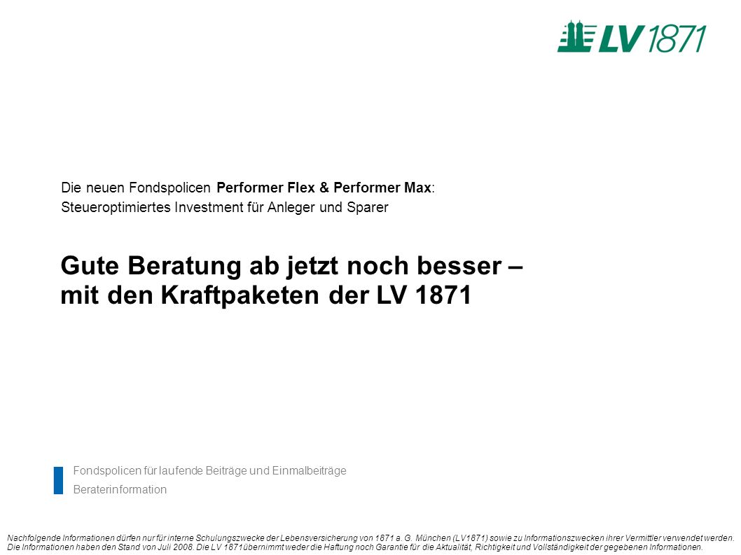 Gute Beratung ab jetzt noch besser – mit den Kraftpaketen der LV 1871