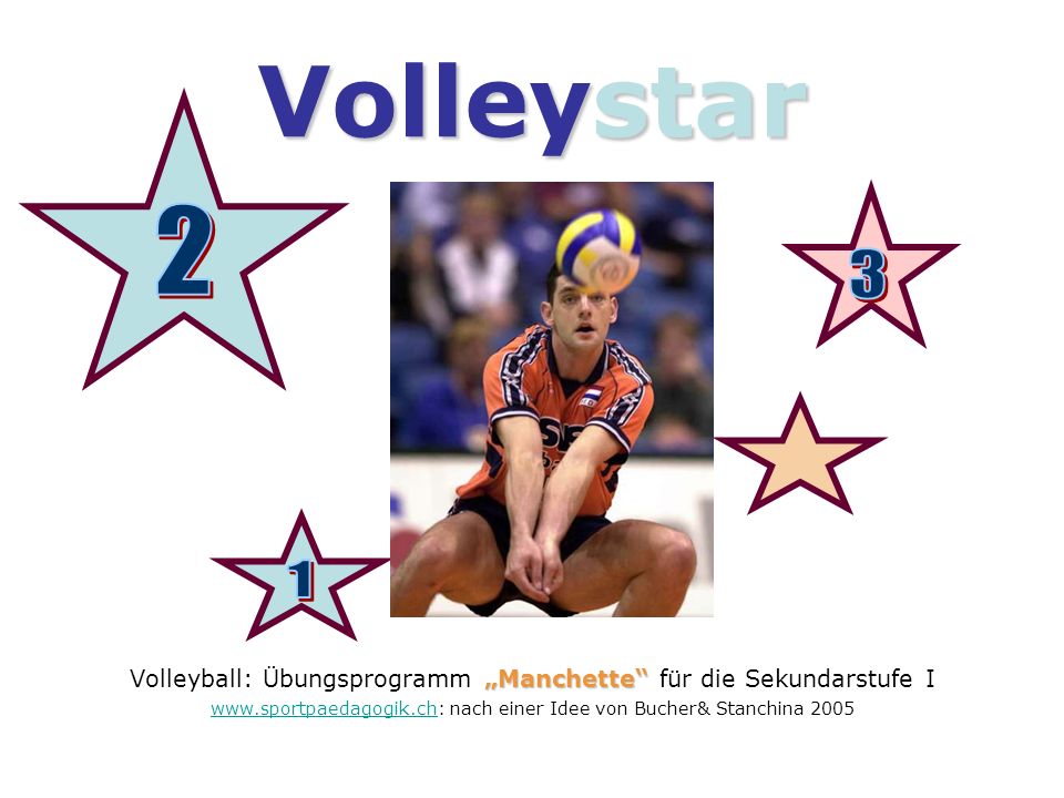 Volleystar 2. Volleyball: Übungsprogramm „Manchette für die Sekundarstufe I.   nach einer Idee von Bucher& Stanchina