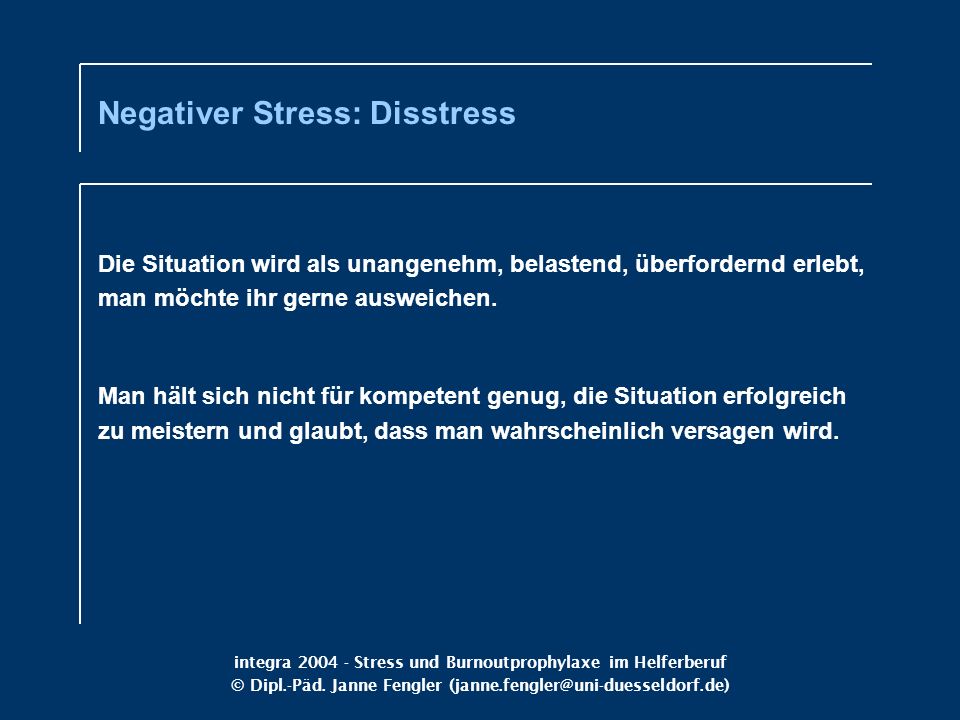 Negativer Stress: Disstress