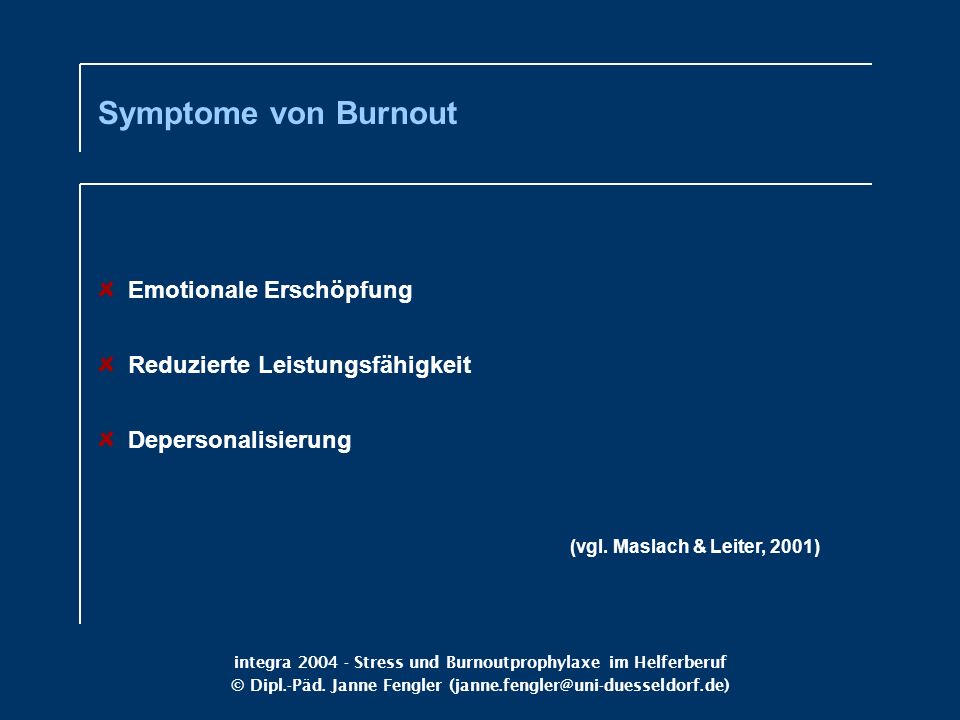 Symptome von Burnout Emotionale Erschöpfung