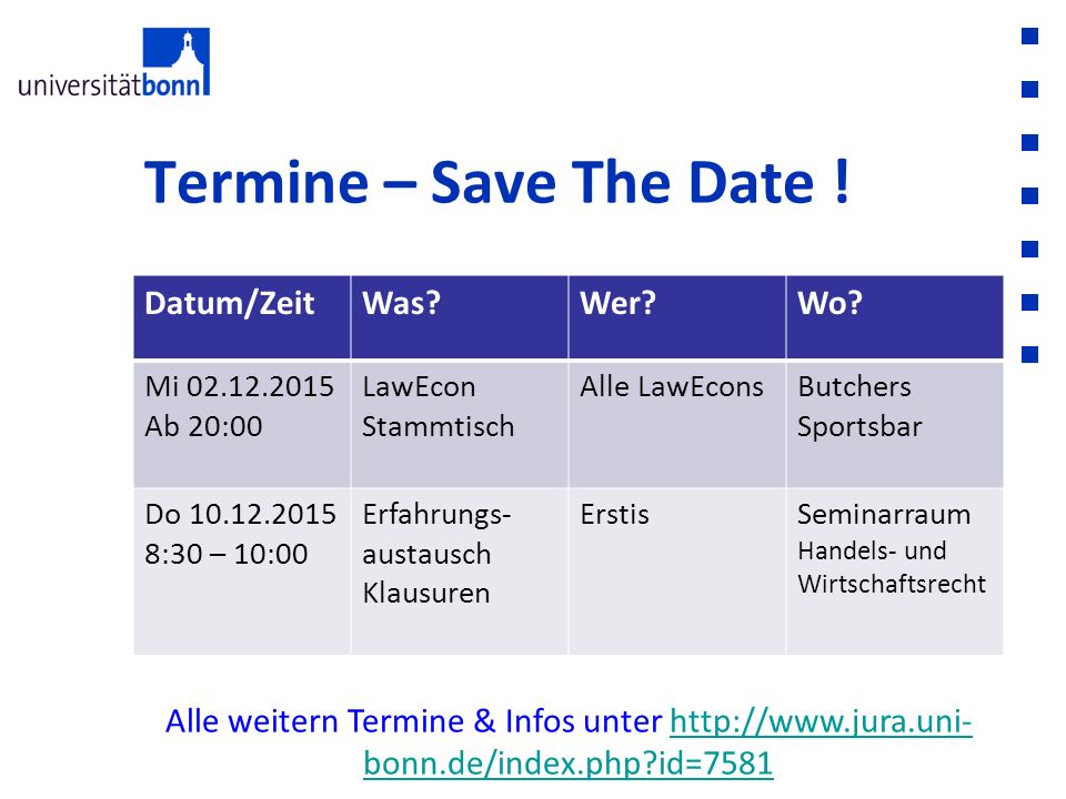 Termine – Save The Date ! Datum/Zeit Was Wer Wo