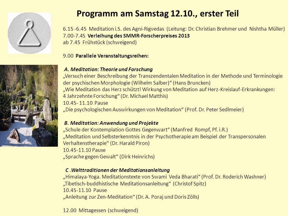 Programm am Samstag , erster Teil