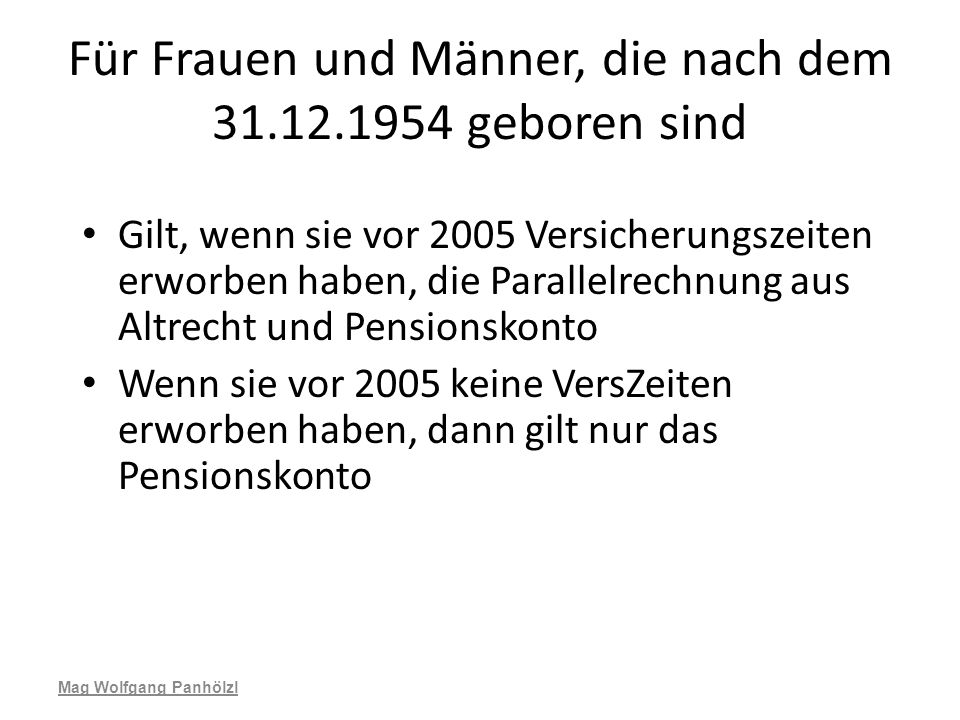 Für Frauen und Männer, die nach dem geboren sind