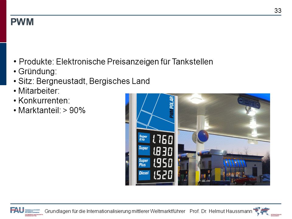 PWM Produkte: Elektronische Preisanzeigen für Tankstellen Gründung: