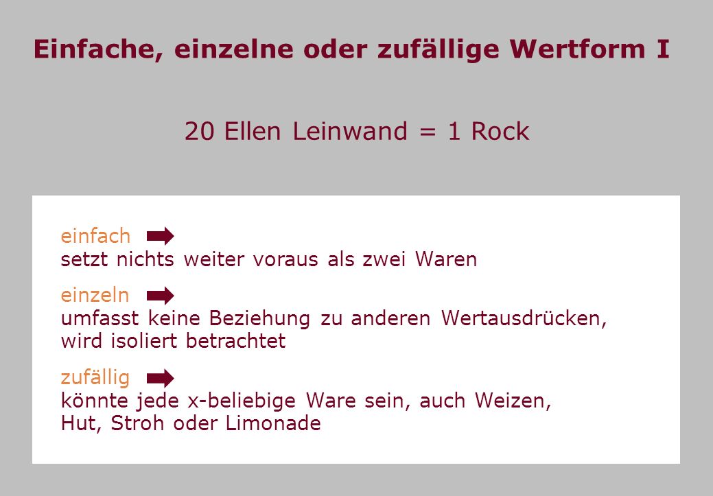 Einfache, einzelne oder zufällige Wertform I