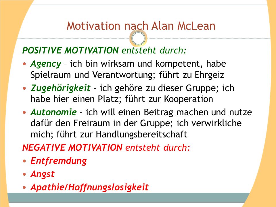 Motivation nach Alan McLean