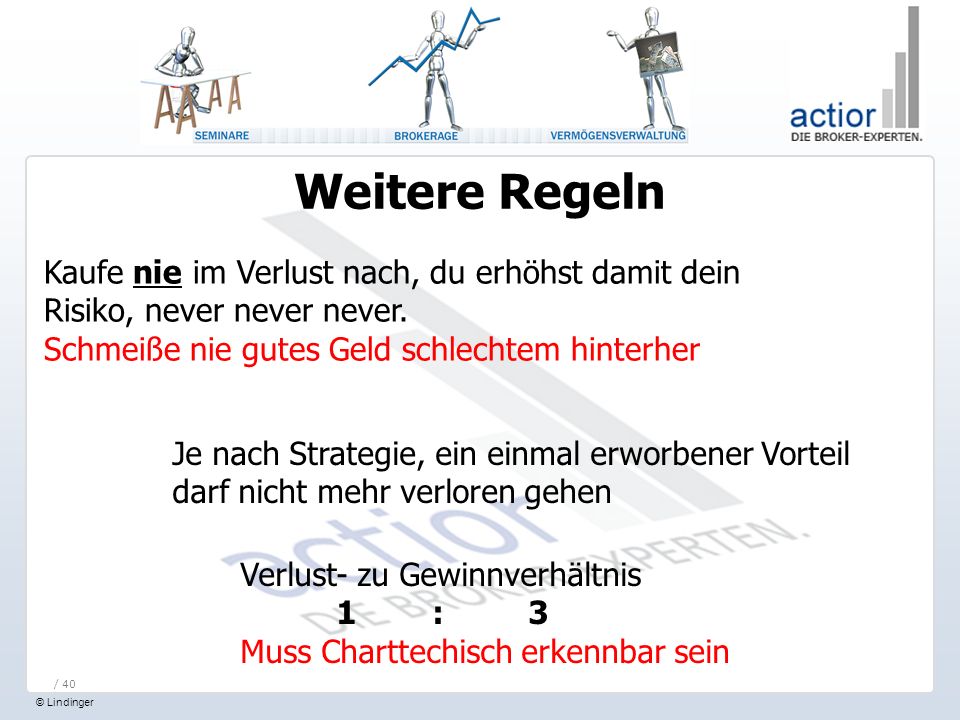 Weitere Regeln Kaufe nie im Verlust nach, du erhöhst damit dein