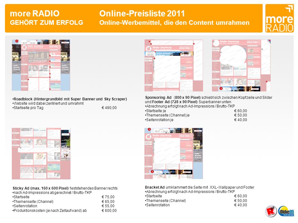 more RADIO. Online-Preisliste 2011 GEHÖRT ZUM ERFOLG