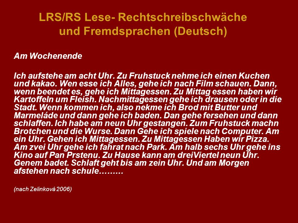 LRS/RS Lese- Rechtschreibschwäche und Fremdsprachen (Deutsch)