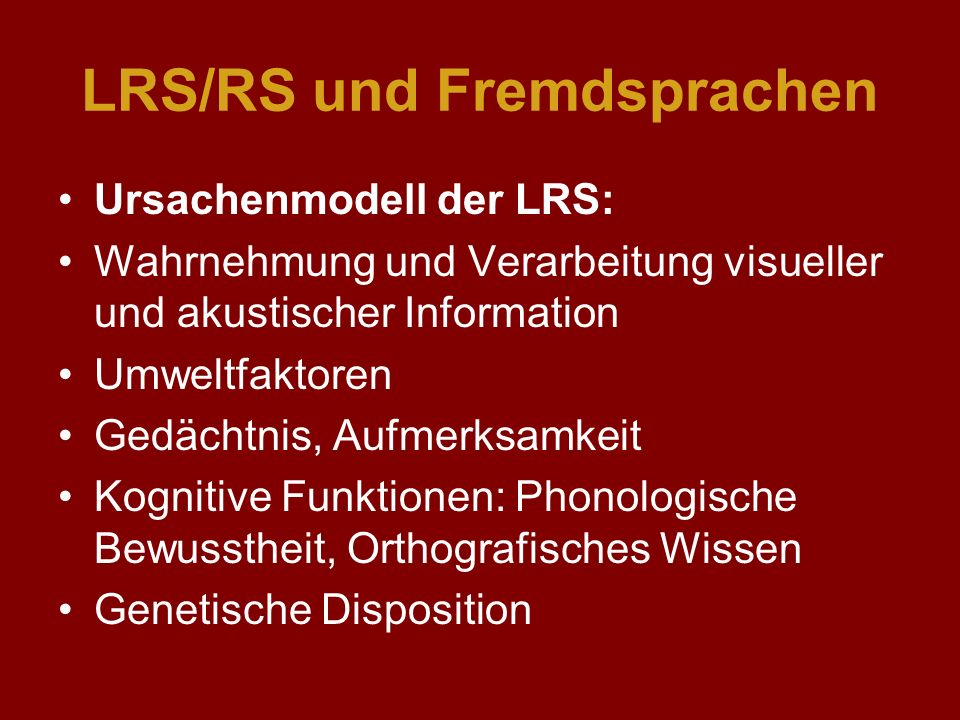 LRS/RS und Fremdsprachen