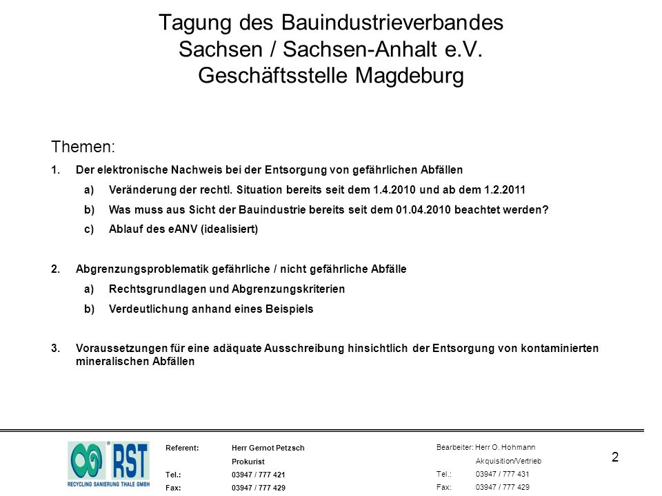 Tagung des Bauindustrieverbandes Sachsen / Sachsen-Anhalt e. V