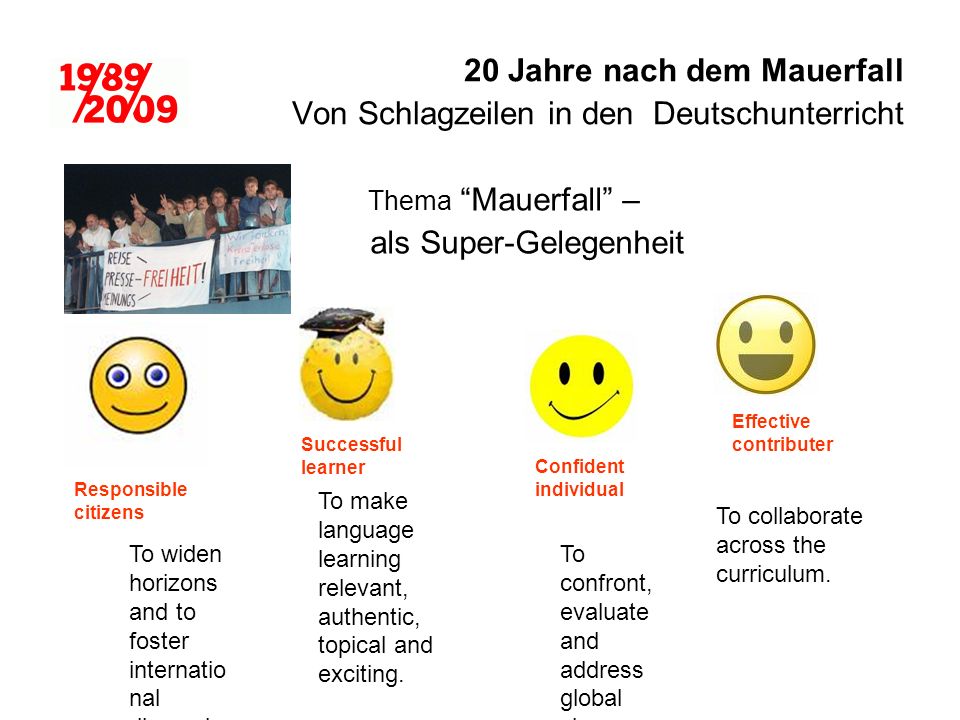 20 Jahre nach dem Mauerfall Von Schlagzeilen in den Deutschunterricht
