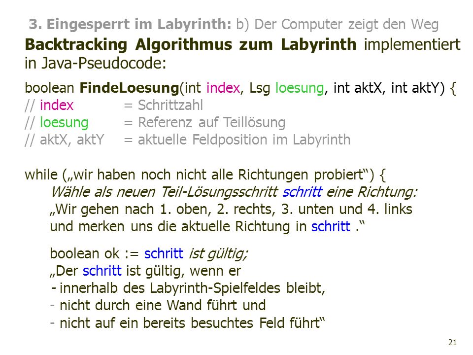 3. Eingesperrt im Labyrinth: b) Der Computer zeigt den Weg