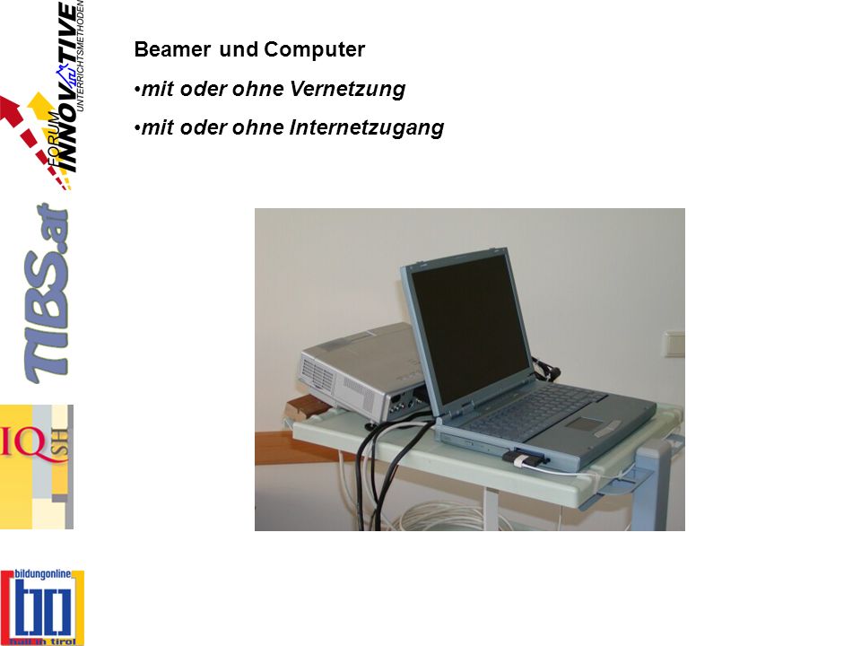 Beamer und Computer mit oder ohne Vernetzung mit oder ohne Internetzugang