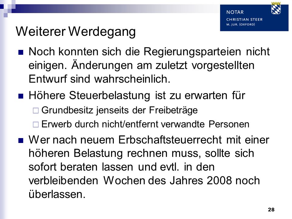 Weiterer Werdegang Noch konnten sich die Regierungsparteien nicht einigen. Änderungen am zuletzt vorgestellten Entwurf sind wahrscheinlich.