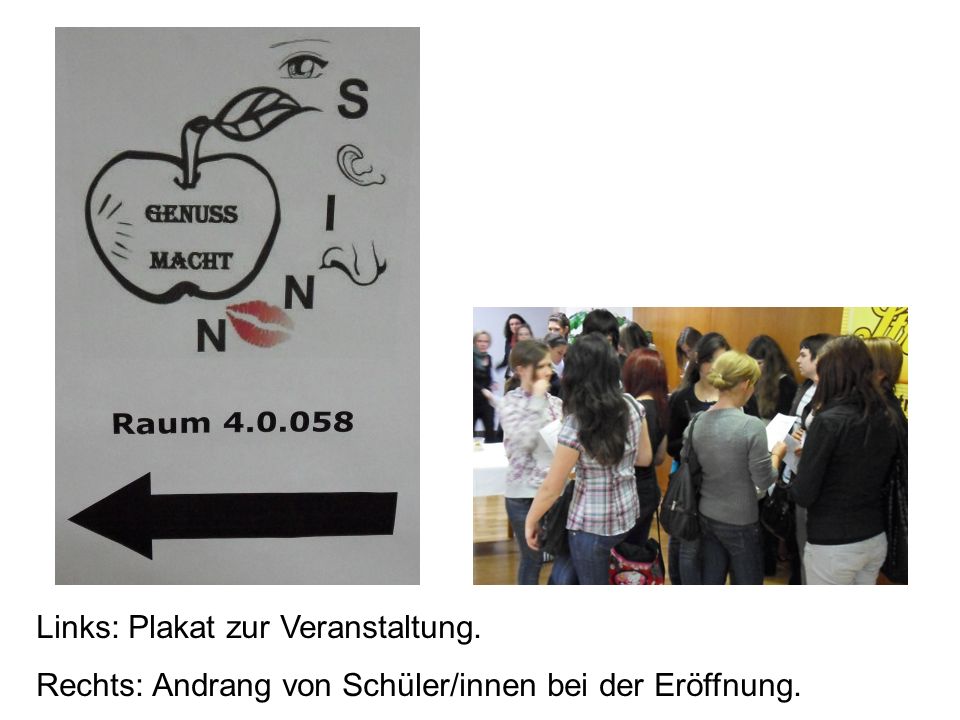 Links: Plakat zur Veranstaltung.
