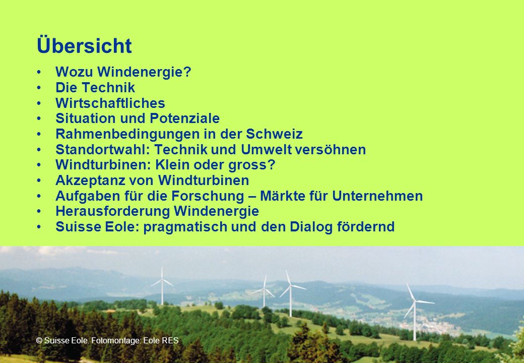 Übersicht Wozu Windenergie Die Technik Wirtschaftliches