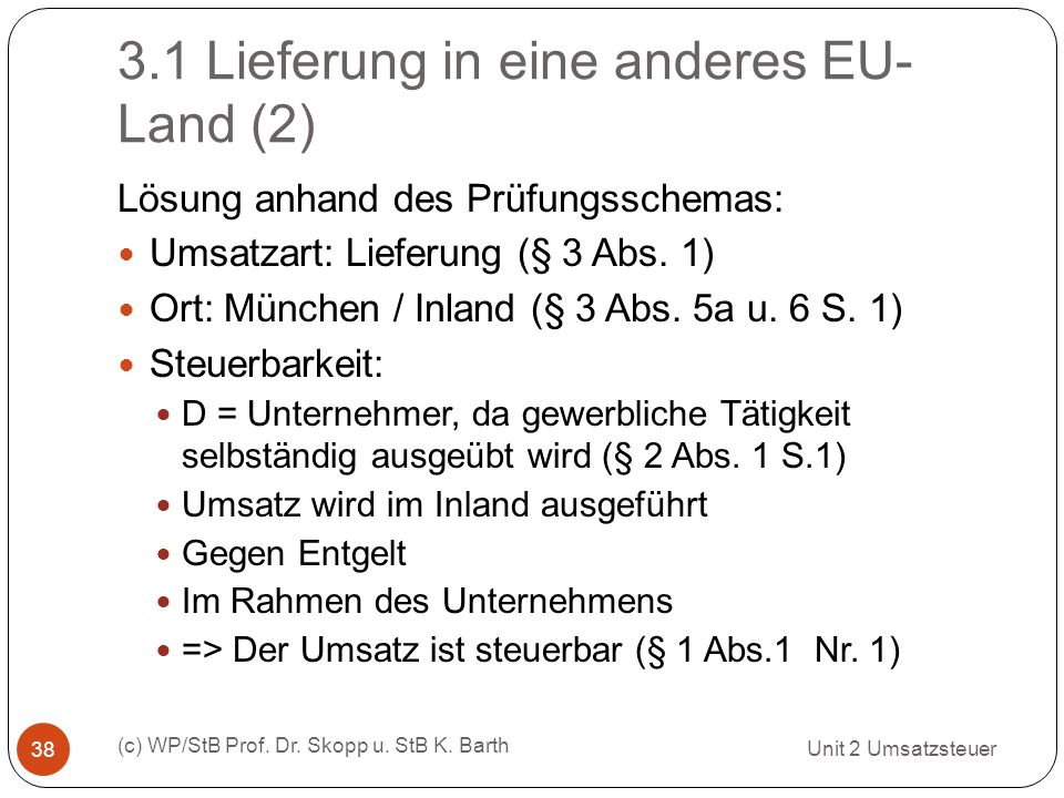 3.1 Lieferung in eine anderes EU-Land (2)