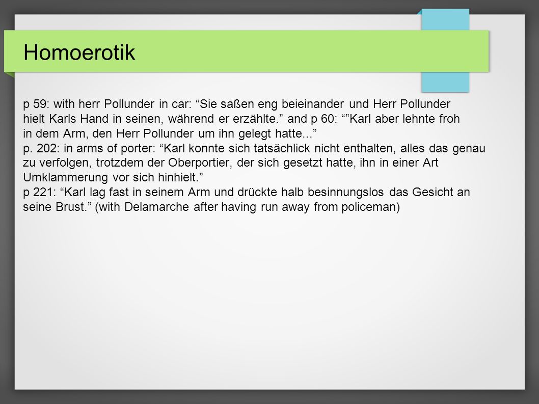 p 59: with herr Pollunder in car: Sie saßen eng beieinander und Herr Pollunder