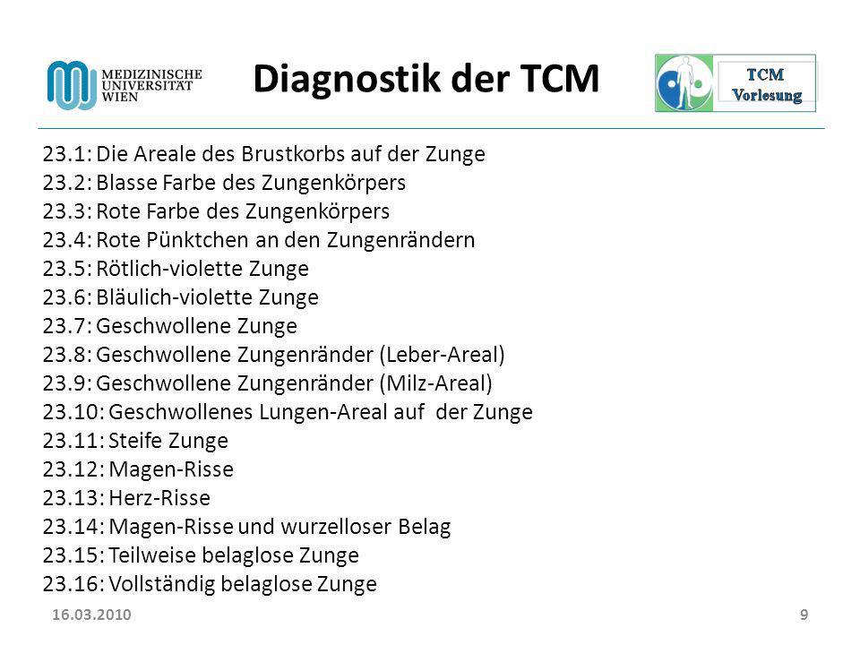 Diagnostik der TCM 23.1: Die Areale des Brustkorbs auf der Zunge