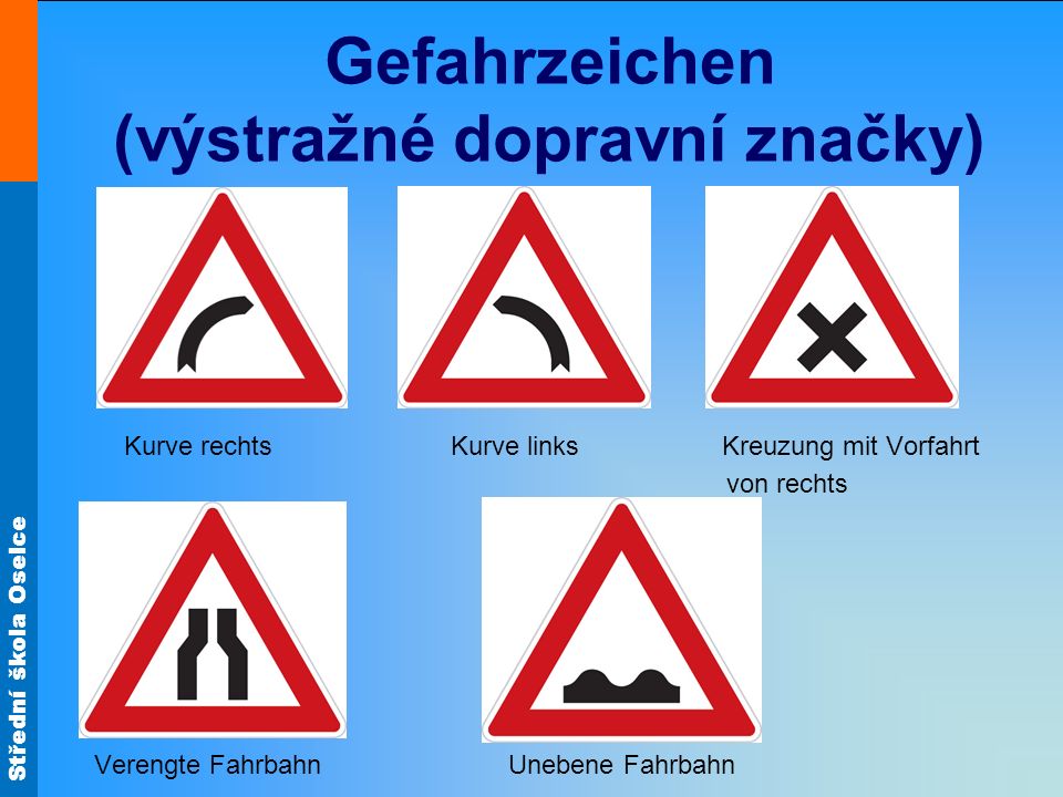 Gefahrzeichen (výstražné dopravní značky)
