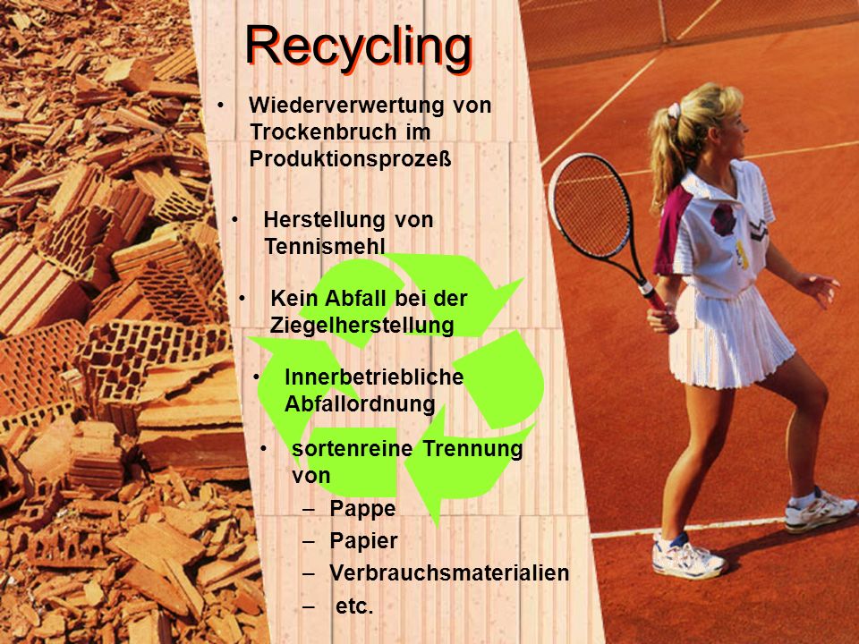 Recycling Wiederverwertung von Trockenbruch im Produktionsprozeß