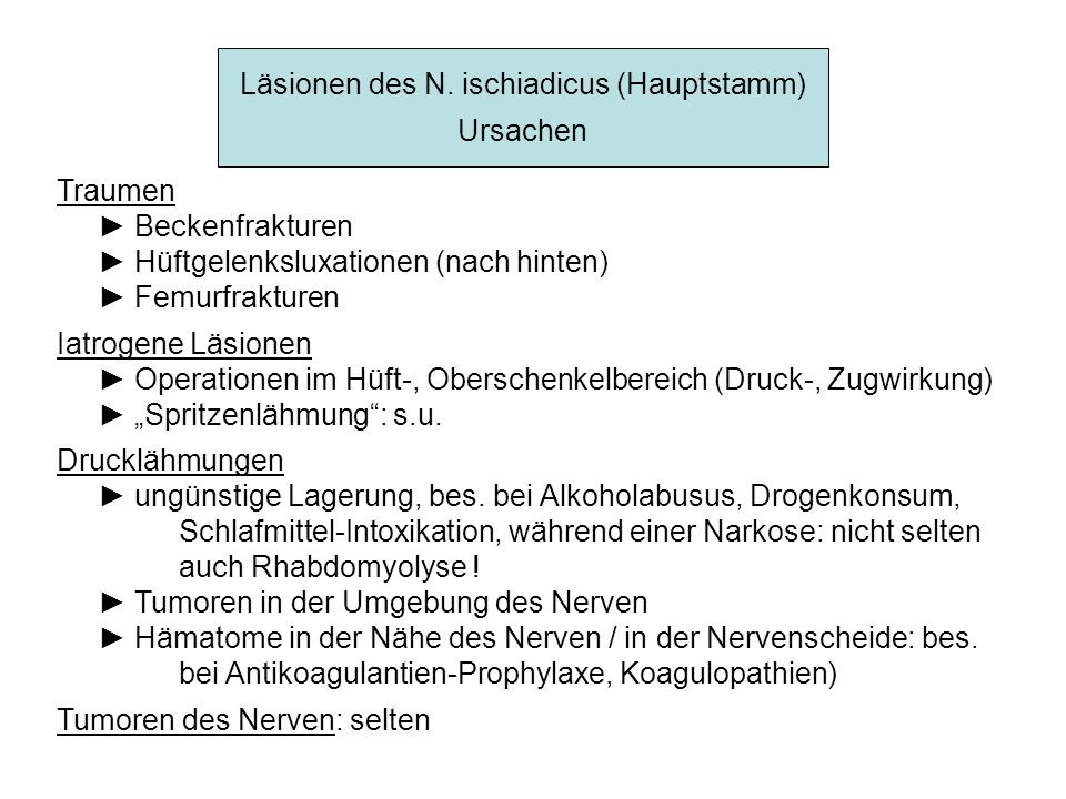 Läsionen des N. ischiadicus (Hauptstamm)