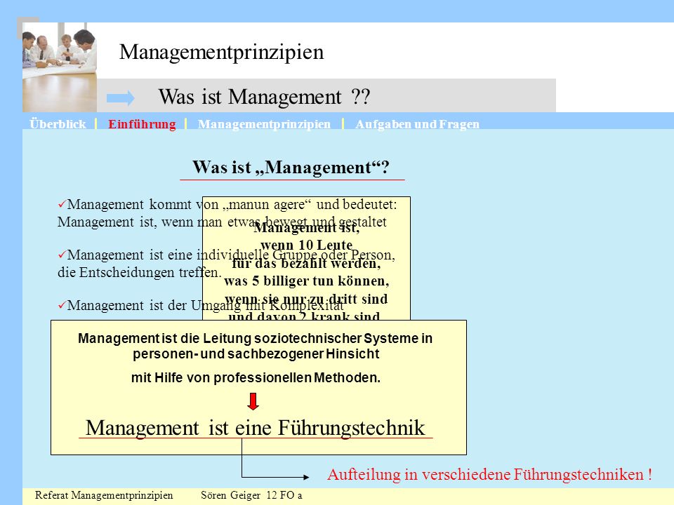 Реферат: Was ist Management