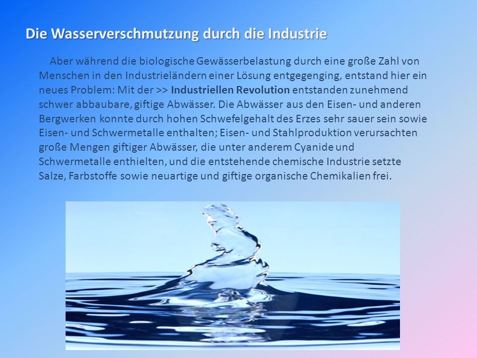 Die Wasserverschmutzung durch die Industrie