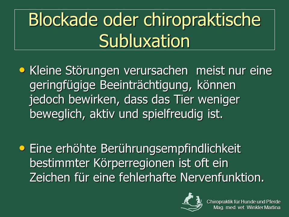 Blockade oder chiropraktische Subluxation
